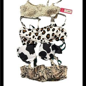 4 Animal Print Bikini Tops Small